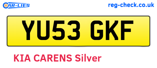 YU53GKF are the vehicle registration plates.