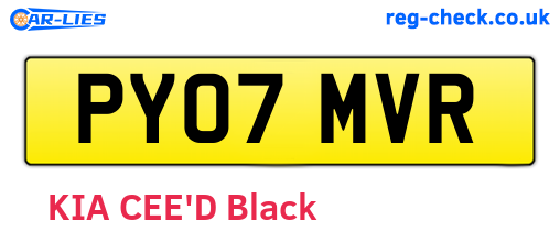 PY07MVR are the vehicle registration plates.