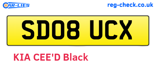 SD08UCX are the vehicle registration plates.