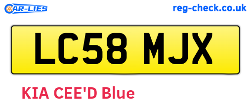 LC58MJX are the vehicle registration plates.