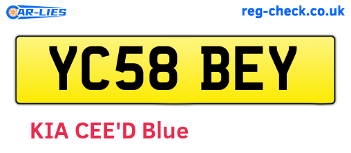 YC58BEY are the vehicle registration plates.