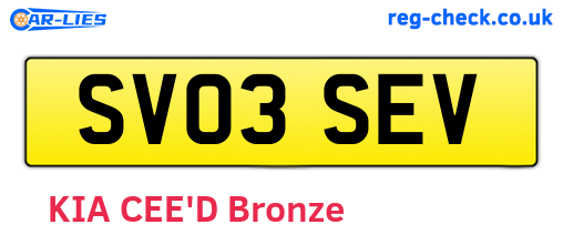 SV03SEV are the vehicle registration plates.