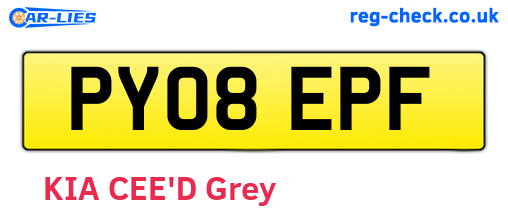PY08EPF are the vehicle registration plates.