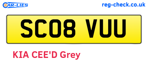 SC08VUU are the vehicle registration plates.