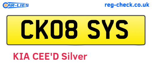 CK08SYS are the vehicle registration plates.