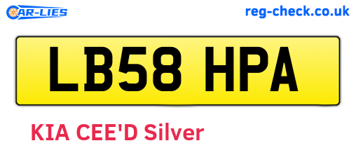 LB58HPA are the vehicle registration plates.