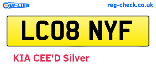 LC08NYF are the vehicle registration plates.