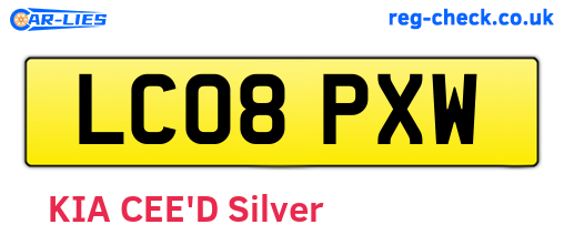 LC08PXW are the vehicle registration plates.