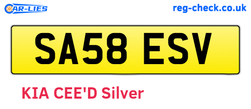 SA58ESV are the vehicle registration plates.