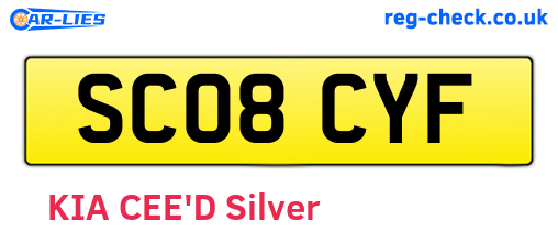 SC08CYF are the vehicle registration plates.
