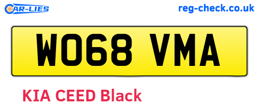WO68VMA are the vehicle registration plates.
