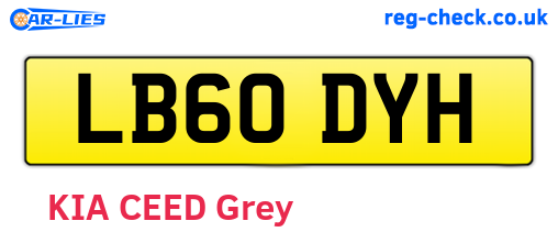 LB60DYH are the vehicle registration plates.