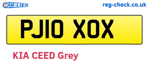 PJ10XOX are the vehicle registration plates.