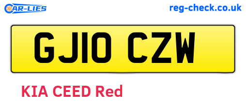 GJ10CZW are the vehicle registration plates.