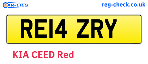 RE14ZRY are the vehicle registration plates.