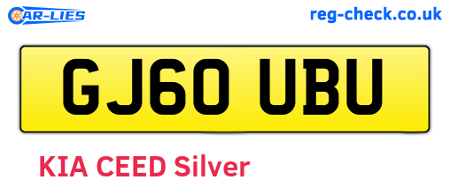 GJ60UBU are the vehicle registration plates.