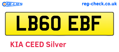 LB60EBF are the vehicle registration plates.