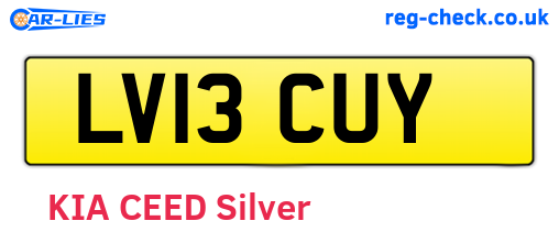 LV13CUY are the vehicle registration plates.
