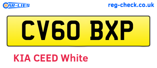 CV60BXP are the vehicle registration plates.
