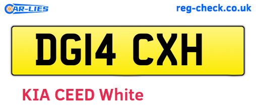 DG14CXH are the vehicle registration plates.