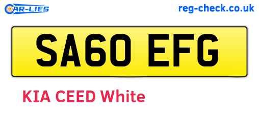 SA60EFG are the vehicle registration plates.
