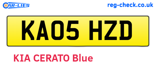 KA05HZD are the vehicle registration plates.