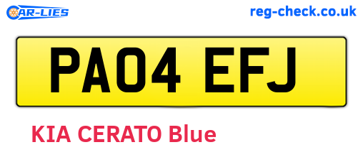 PA04EFJ are the vehicle registration plates.