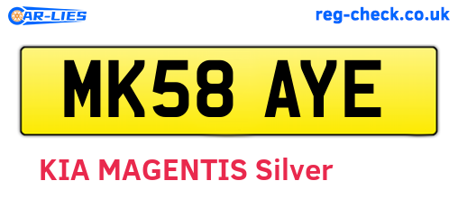 MK58AYE are the vehicle registration plates.