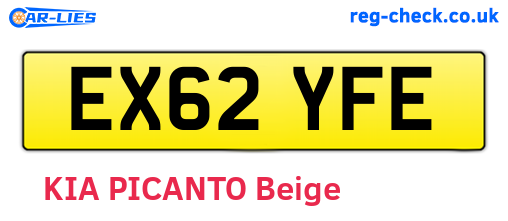 EX62YFE are the vehicle registration plates.
