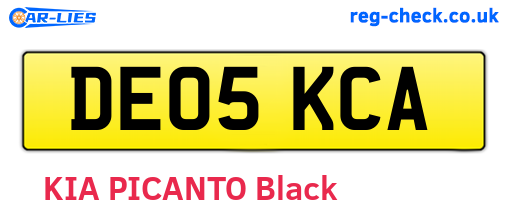 DE05KCA are the vehicle registration plates.