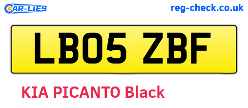 LB05ZBF are the vehicle registration plates.