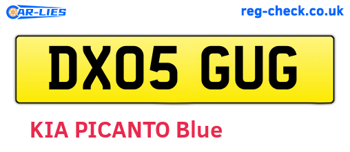 DX05GUG are the vehicle registration plates.