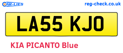 LA55KJO are the vehicle registration plates.