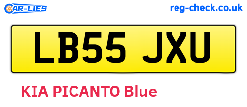 LB55JXU are the vehicle registration plates.