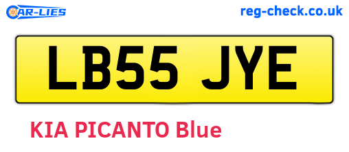 LB55JYE are the vehicle registration plates.