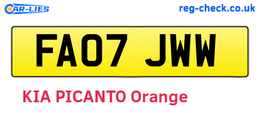 FA07JWW are the vehicle registration plates.