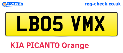 LB05VMX are the vehicle registration plates.