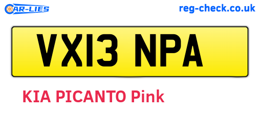VX13NPA are the vehicle registration plates.