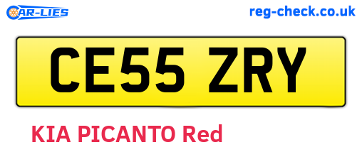 CE55ZRY are the vehicle registration plates.