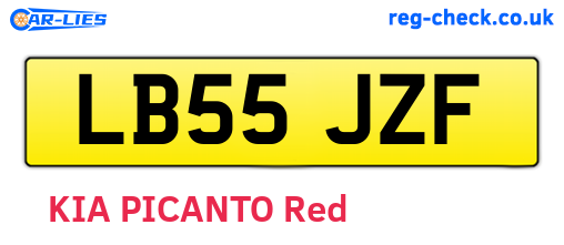 LB55JZF are the vehicle registration plates.