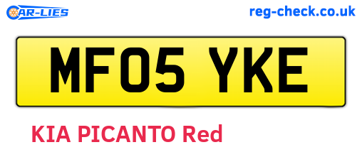MF05YKE are the vehicle registration plates.