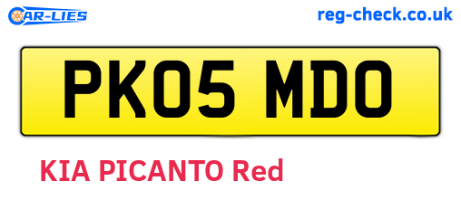 PK05MDO are the vehicle registration plates.