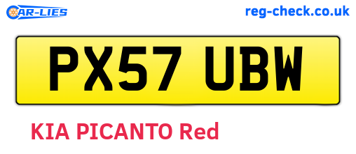 PX57UBW are the vehicle registration plates.