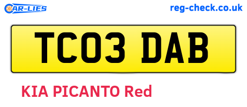 TC03DAB are the vehicle registration plates.