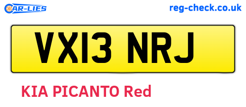 VX13NRJ are the vehicle registration plates.