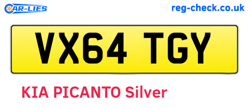 VX64TGY are the vehicle registration plates.