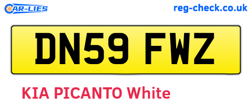 DN59FWZ are the vehicle registration plates.