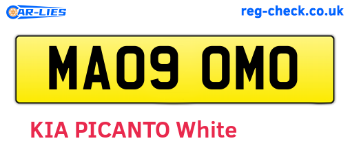 MA09OMO are the vehicle registration plates.