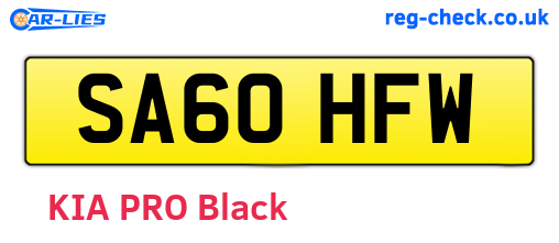 SA60HFW are the vehicle registration plates.