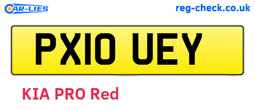 PX10UEY are the vehicle registration plates.